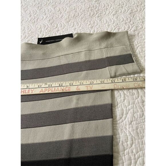 French Connection NWT Bodycon Gray Striped Dress Size 10 Knee Length - Picture 9 of 13